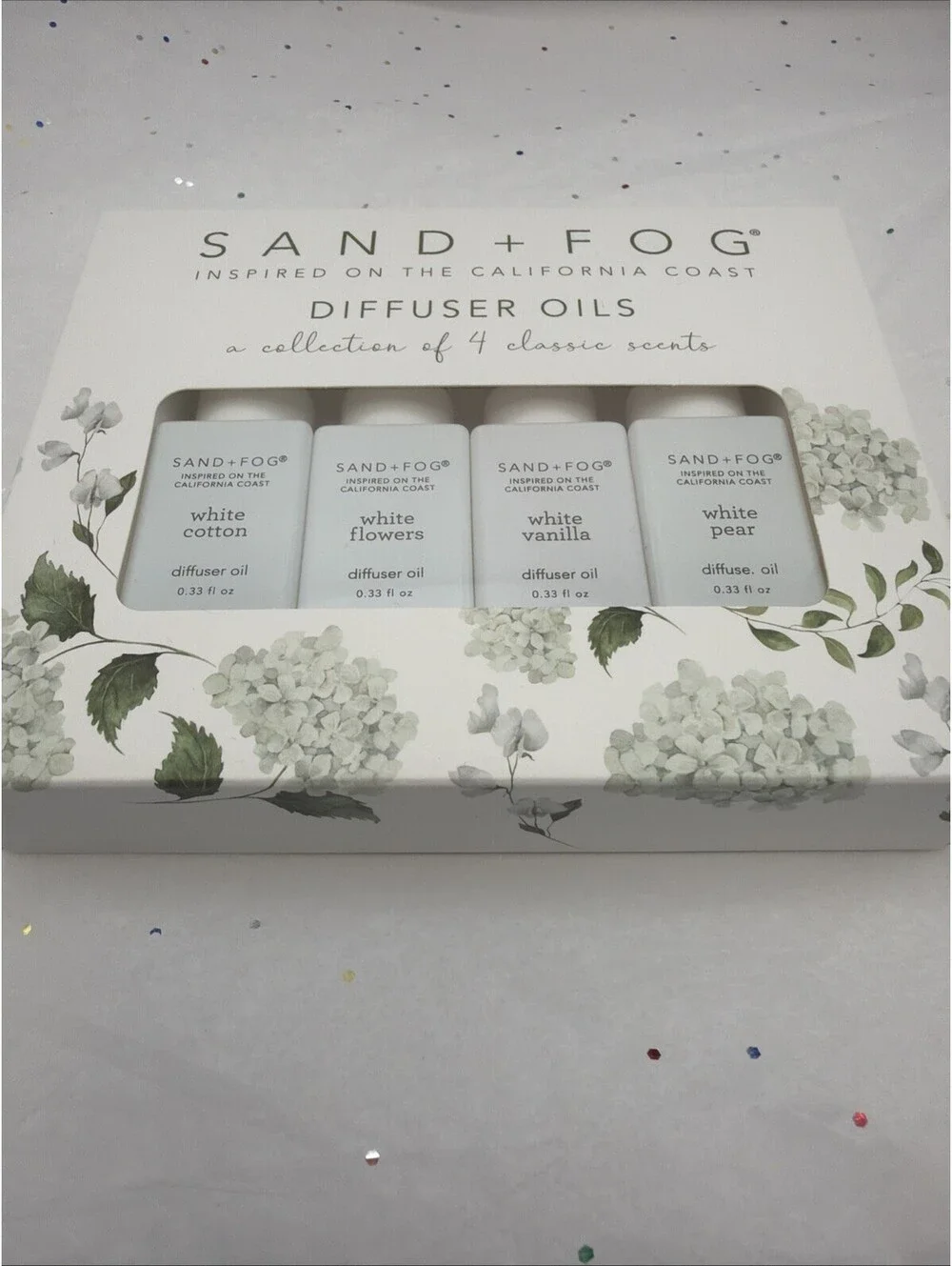 Sand + Fog Fragrance Diffuser Oil Set 4 Pack White Cotton Vanilla Pear NEW